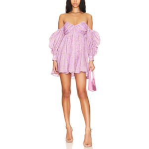 Bardot 'Lani' Purple Ramie Floral Mini Dress Size 2